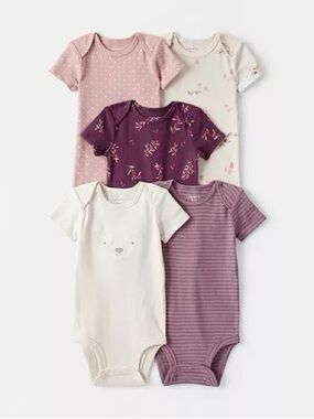 Carter's Baby Girls Round Neck Short Sleeve Rib 5-pc. Bodysuit, 3 Months NWT